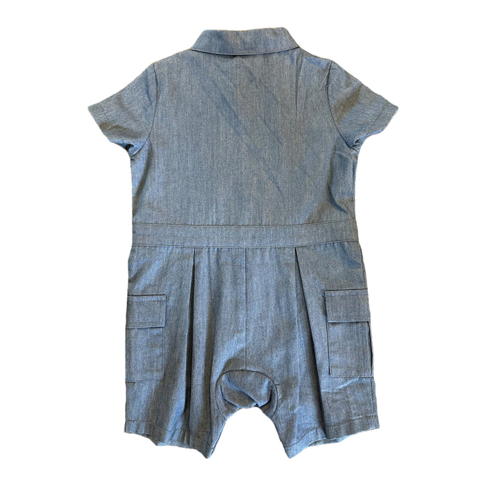 Vauva SS23 Safari - Baby Boys Lion Embroidery Cotton Short Sleeve Romper - My Little Korner