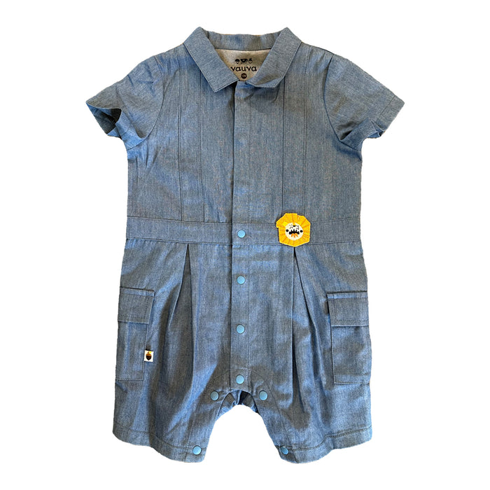 Vauva SS23 Safari - Baby Boys Lion Embroidery Cotton Short Sleeve Romper - My Little Korner