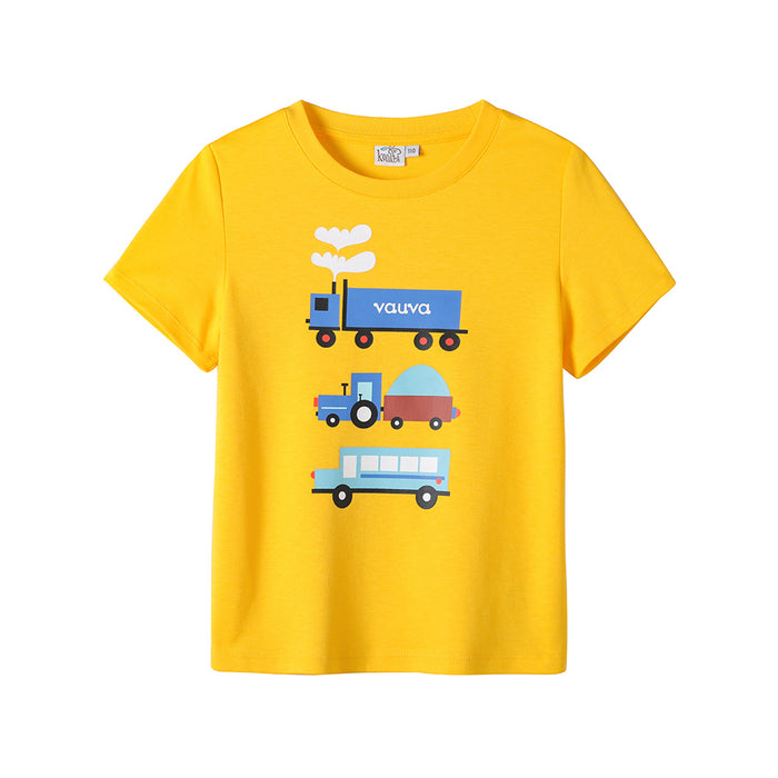 Vauva - Kid Short-sleeve Tee Top Trucks Print Yellow