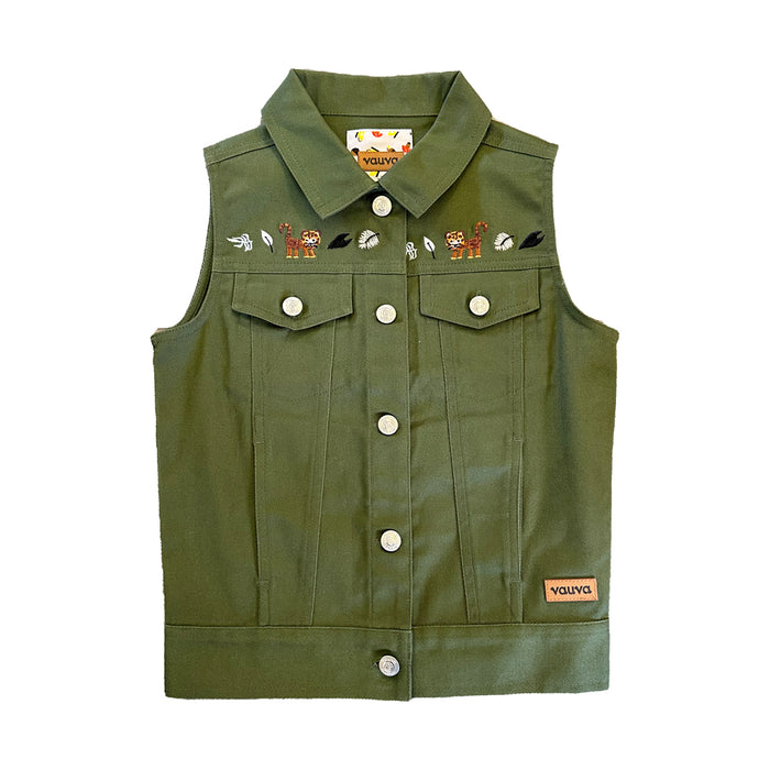 Vauva SS23 Safari - Girls Tiger Embroidery Cotton Vest 130 cm