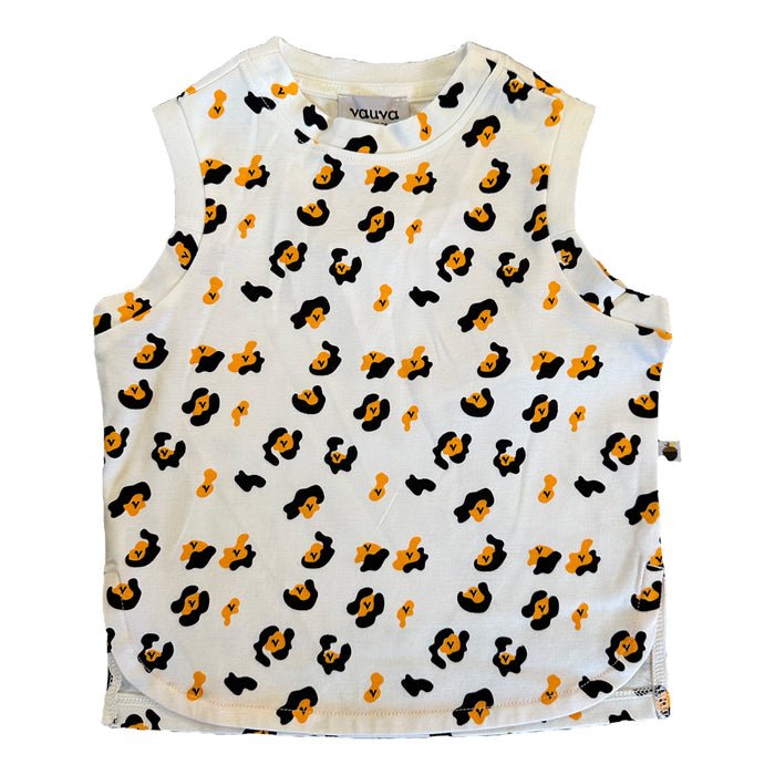 Vauva SS23 Safari - Boys Leopard Print Cotton Vest (Orange)-product image front