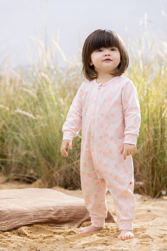 Vauva BBNS - Organic Cotton Pink Floral Pattern Bodysuits (2-pack)