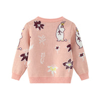 Vauva x Moomin FW23 - Baby Girls Moomin Pattern Long Sleeve Knit Jacket (Pink) product image back