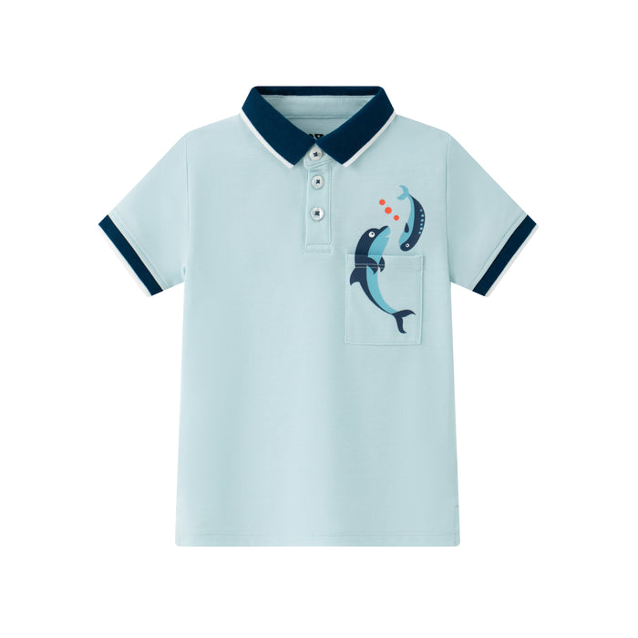 Vauva SS24 - Baby Boy Short Sleeves Polo Top (Blue)