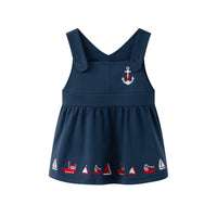 Vauva SS24 - Baby Girl Sailing Embroidered Tank Dress (Blue) 24M