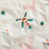 Vauva FW23 - Baby Girls Pinwheel All Over Print Padded Coat with Hood (White) - My Little Korner