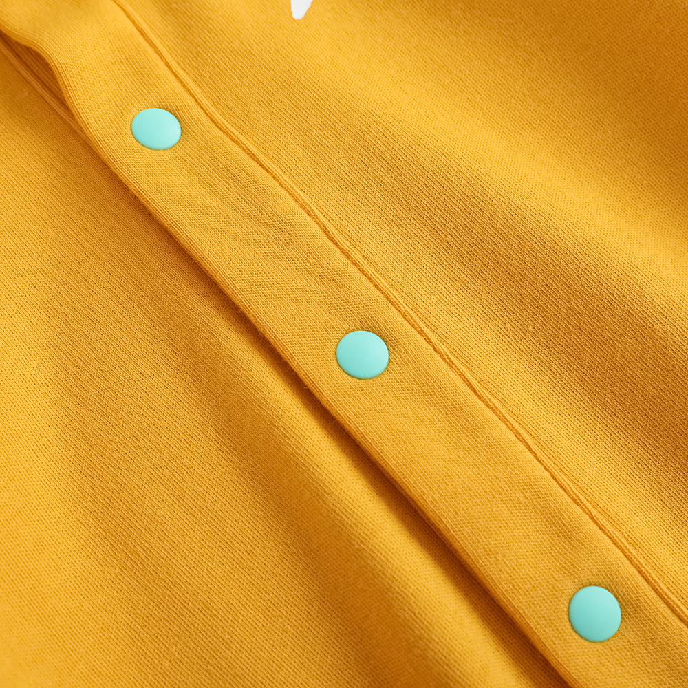 VAUVA Vauva FW23 - Baby Boy Carrot Pattern Cotton Polo Long Sleeve Bodysuit (Yellow) Bodysuit