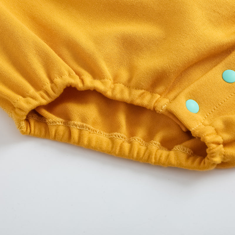 VAUVA Vauva FW23 - Baby Boy Carrot Pattern Cotton Polo Long Sleeve Bodysuit (Yellow) Bodysuit