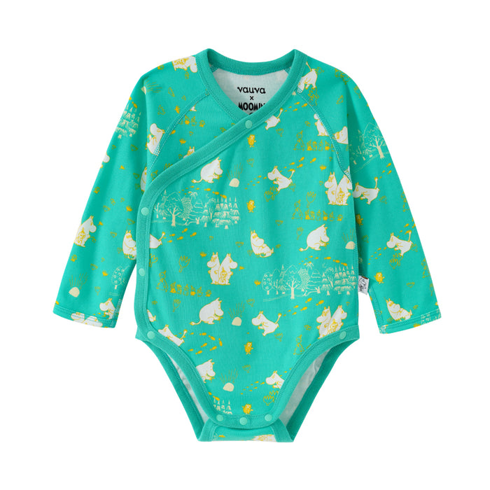 Vauva x Moomin SS23 - Baby Unisex All Over Print Cotton Long Sleeves Wrap Bodysuit product image front