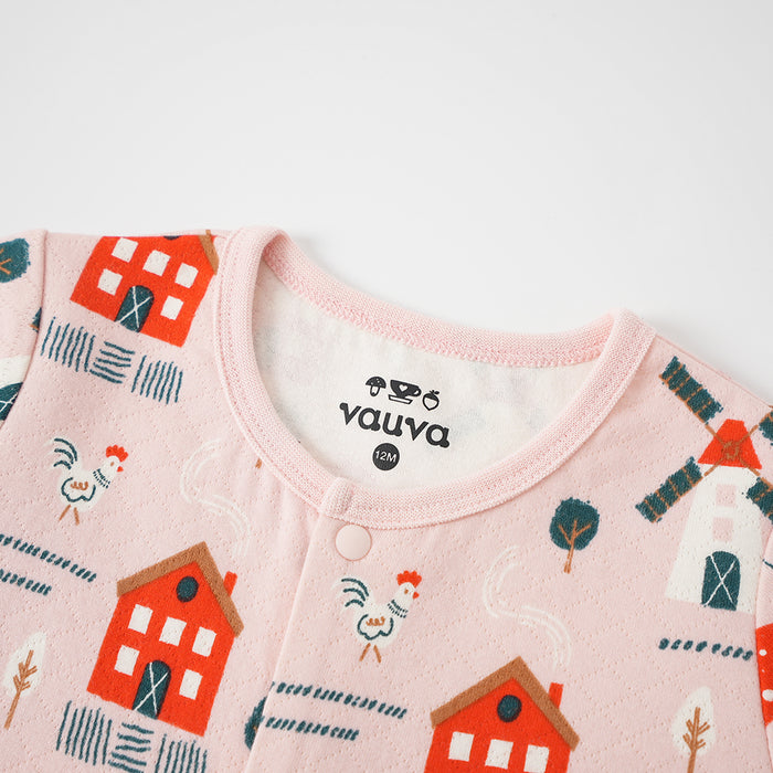 VAUVA Vauva FW23 - Baby Girl Nordic Print Cotton Long Sleeve Romper (Pink) Romper