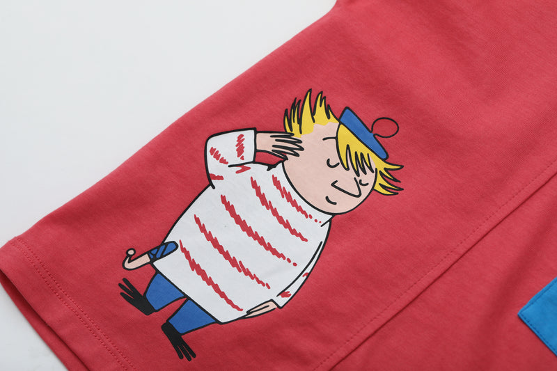 Vauva x Moomin - 男嬰姆明紅藍拼色短袖套裝

