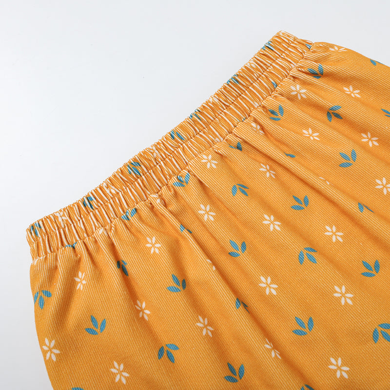 Vauva FW23 - Girls Printed Elastic Waist A-Line Skirt (Yellow) - My Little Korner