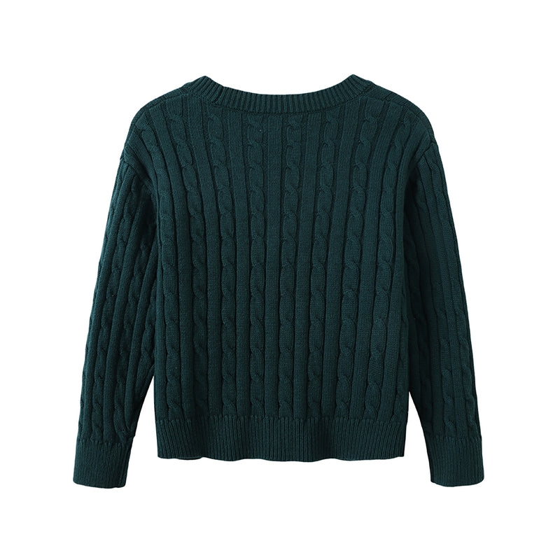 Vauva FW23 - Boys Braided Long Sleeve Knit Jacket (Green) product image back