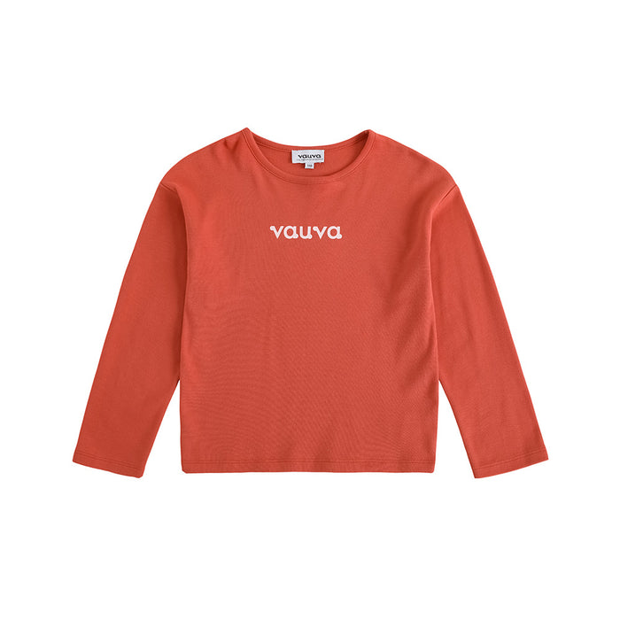 Vauva FW23 - Girls Cotton Long Sleeve Crewneck T-Shirt (Red) 150 cm