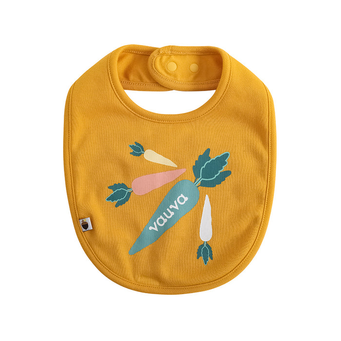 Vauva FW23 - Baby Boy Carrot Pattern Cotton Bib (Yellow) product image front