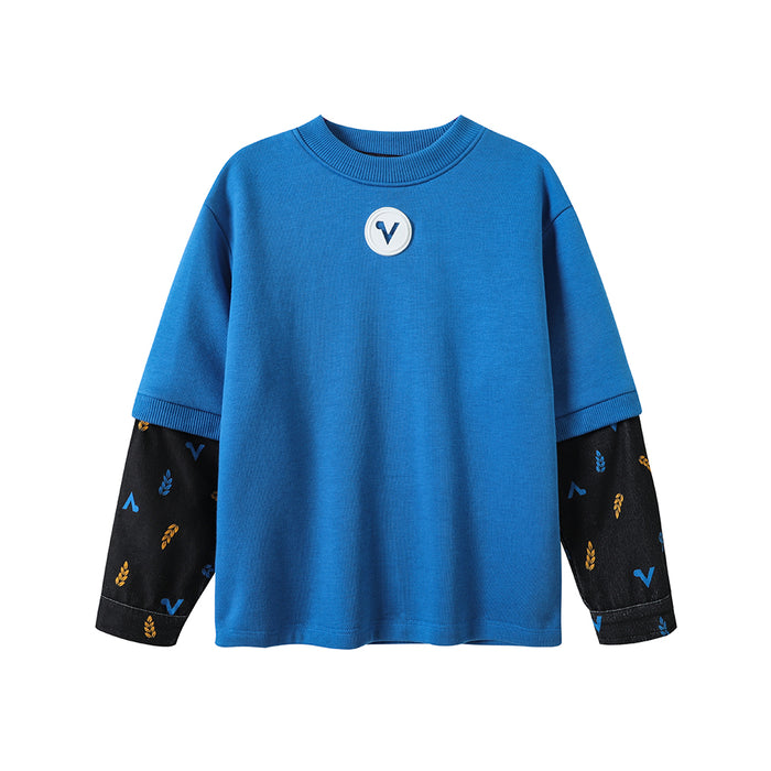 Vauva FW23 - Boys Simple Color Block Sweatshirt (Blue) 150 cm