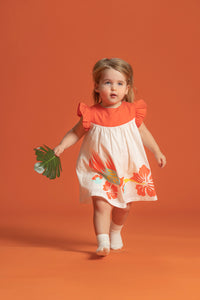 Vauva SS23 Safari - Baby Girls Ruffle Sleeves Cotton Dress