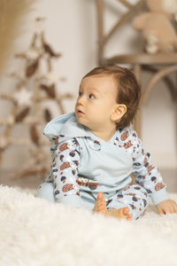 Vauva 2022 Xmas Baby Hooded Long Sleeves Romper (Blue) - My Little Korner