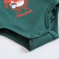 Vauva 2022 Xmas Baby Bear Graphic Print Long Sleeves Bodysuit (Green) - My Little Korner