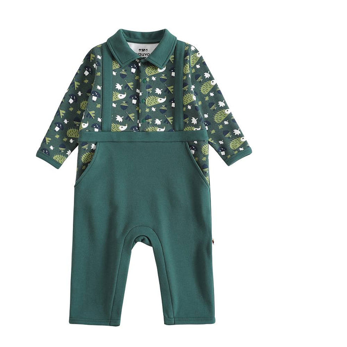 Vauva 2022 Xmas Baby Polo Long Sleeves Romper (Green) - My Little Korner