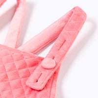 Vauva Girls Grid Velvet Pink Sling One Piece Dress - My Little Korner