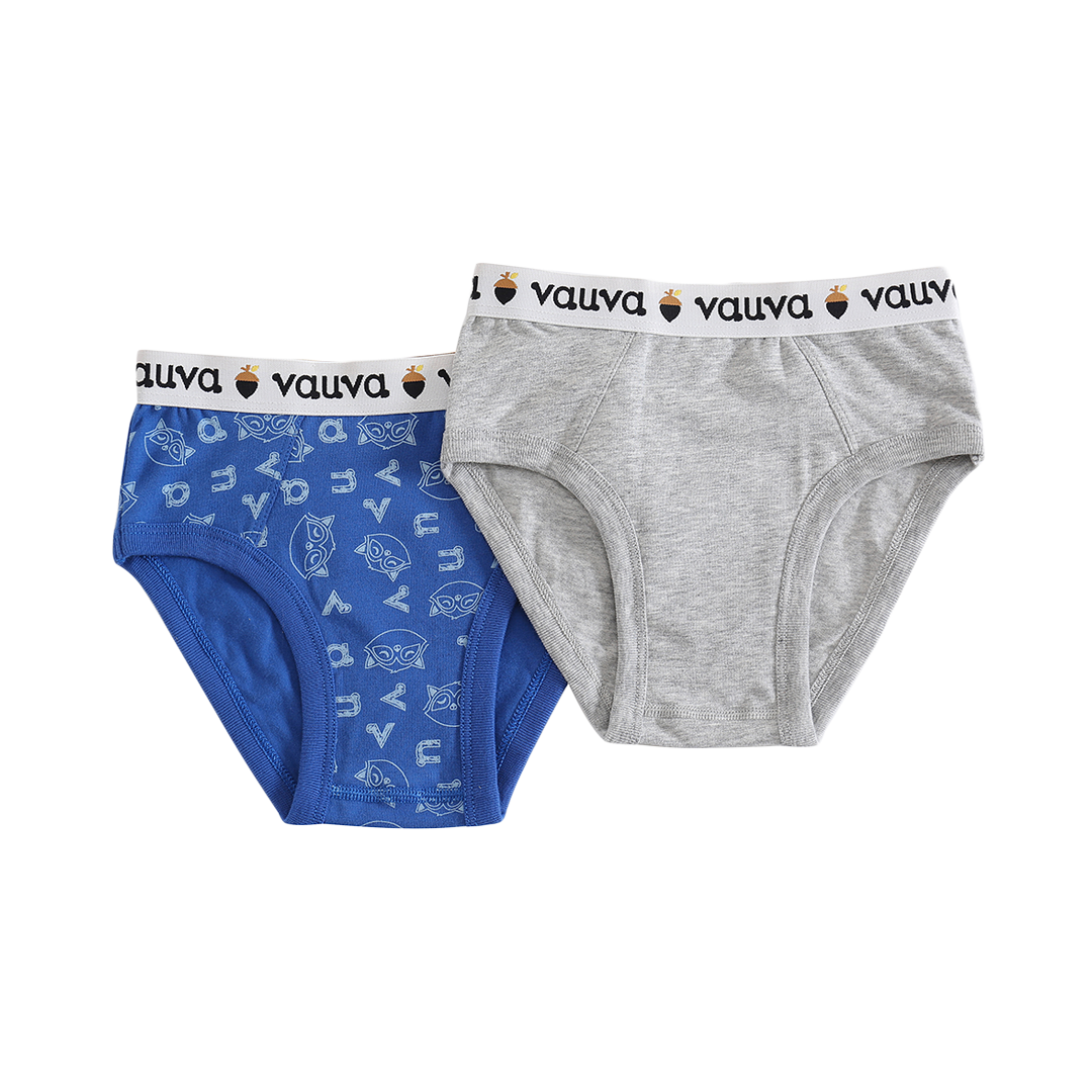 Vauva Boys Organic Cotton Underwear (Briefs) - Vauva Blue / Grey - My Little Korner