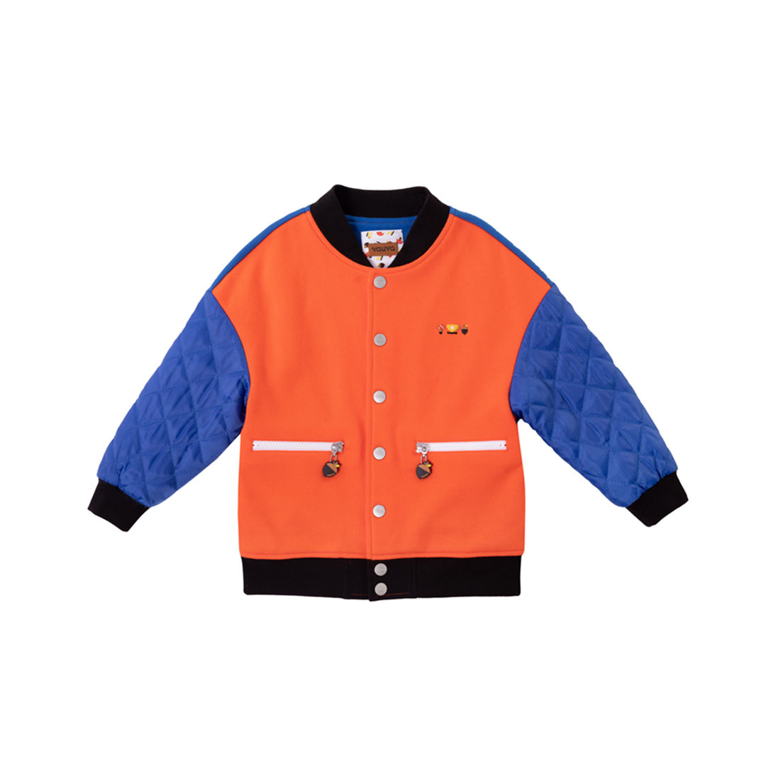 Vauva Boys Smart Jacket with Grid Sleeves - Orange 140