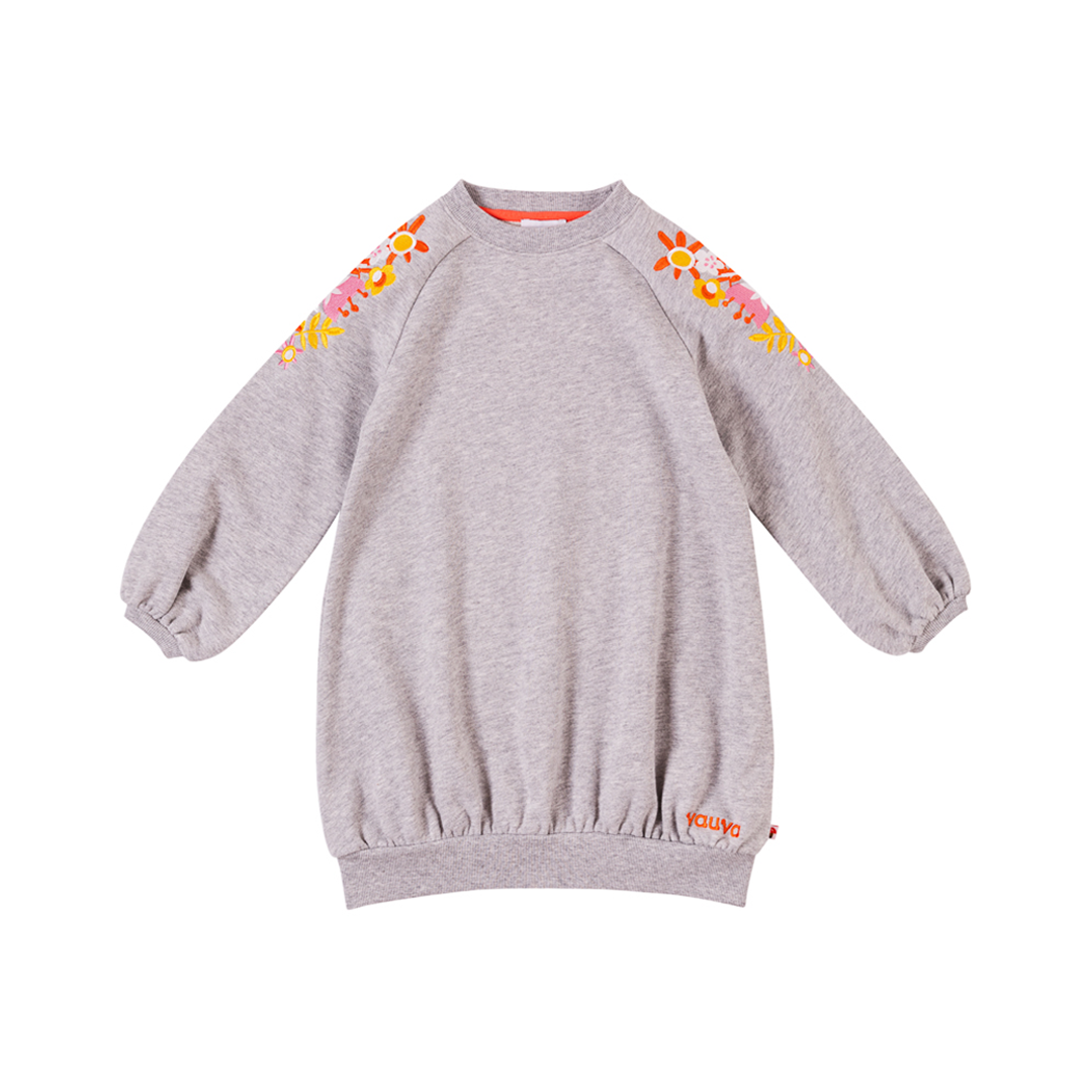 Vauva Girls Embroidery Flower on Shoulders Sweatshirt - Grey - My Little Korner