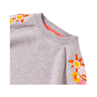 Vauva Girls Embroidery Flower on Shoulders Sweatshirt - Grey - My Little Korner