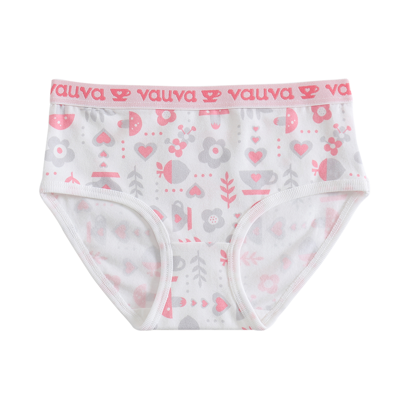 Vauva Girls Organic Cotton Underwear - Vauva Pattern / Grey Love - My Little Korner