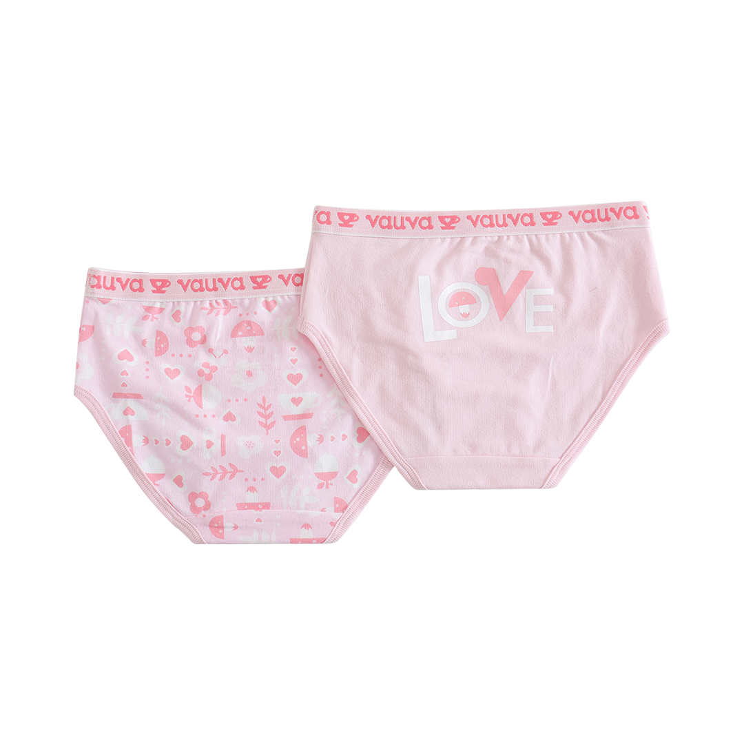 Vauva Girls Organic Cotton Underwear-Vauva Pattern Pink Love2  product image back